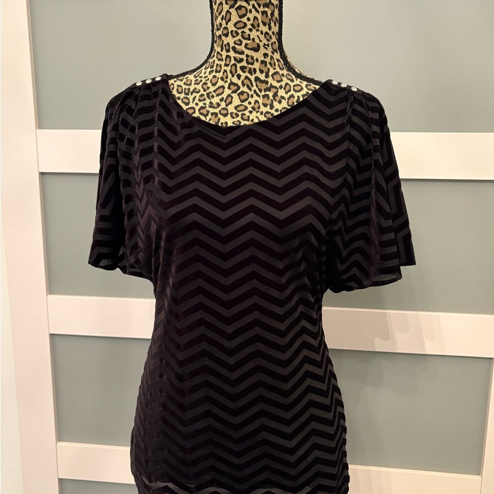 White House Black Market Velvet Chevron Top NWT!!
